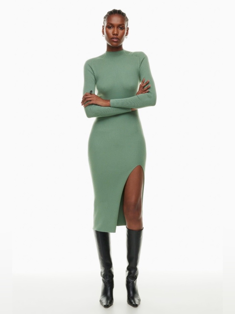 Aritzia Wilfred Alchemy Ribbed Dress in Green Size Medium